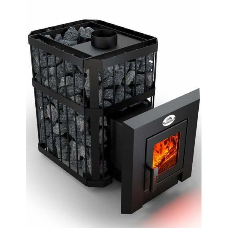 Stufa a legna per sauna - NOVA KLASSIK 12 con rete, porte in vetro