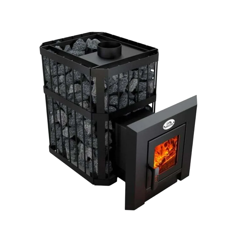 Stufa a legna per sauna - NOVA KLASSIK 12 con rete, porte in vetro