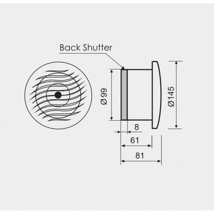 Ventilatore sauna MM-S con valvola di ritorno d/100mm