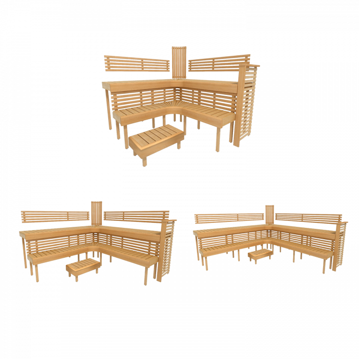 Panca modulare per sauna PREMIUM, Ontano