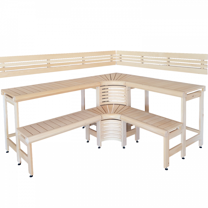 Panchine modulari per sauna con design “Sun Corner” 2114 × 2406 mm