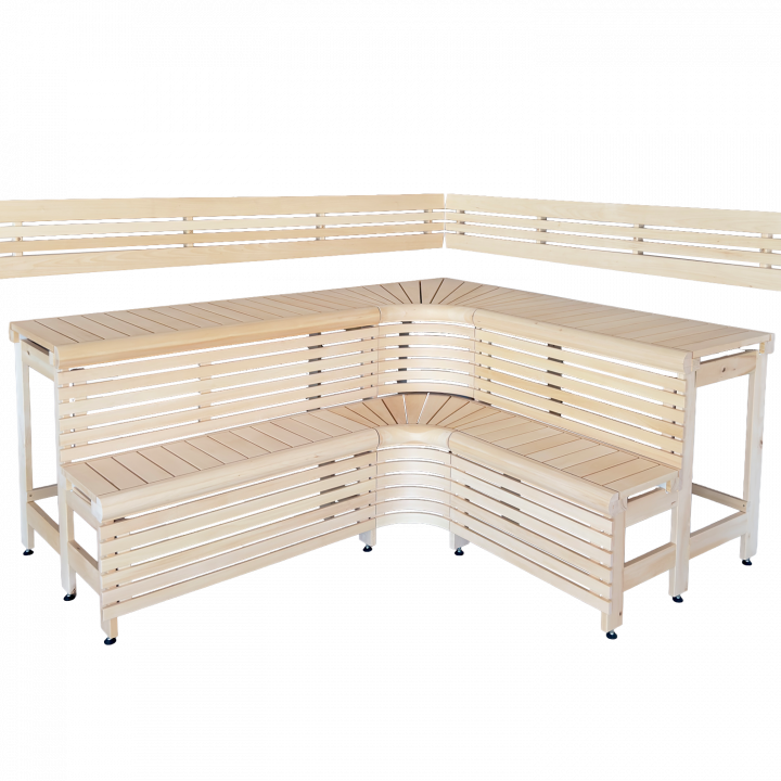 Panchine modulari per sauna con design “Sun Corner” 2114 × 2406 mm