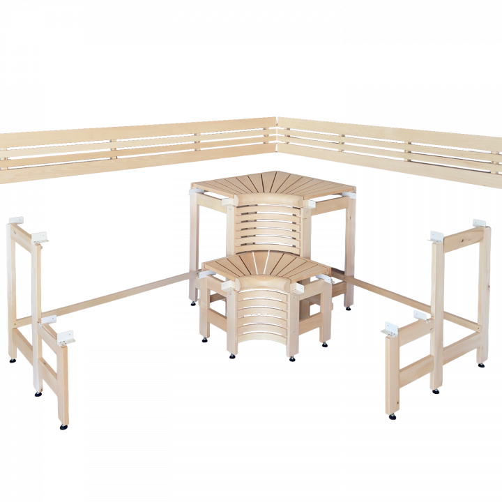 Panchine modulari per sauna con design “Sun Corner” 2114 × 2406 mm