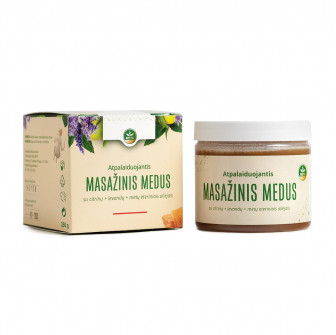 Miscela per massaggi al miele con oli essenziali di lavanda, limone e menta.
