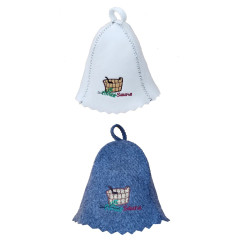 Cappello da sauna - SAUNA con secchio dorato e mestolo  Cappello da sauna - SAUNA con secchio dorato e mestolo