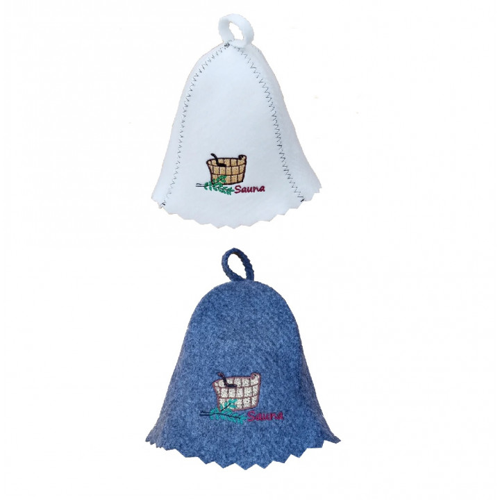 Cappello da sauna - SAUNA con secchio dorato e mestolo