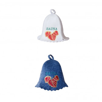 Cappello da sauna - SAUNA con foglie rosse