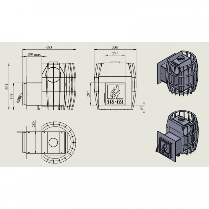 Stufa a legna per sauna - TEPLODAR BARREL 12 con porta in vetro