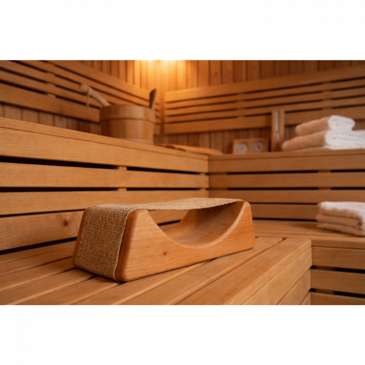 Poggiatesta per sauna in legno di ontano con rivestimento in tessuto