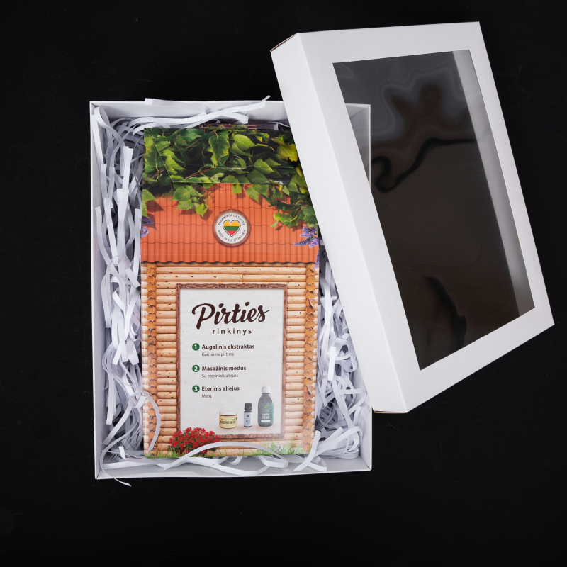 SET SAUNA in una confezione regalo. Olio essenziale di eucalipto, miele per massaggi e olio essenziale di menta