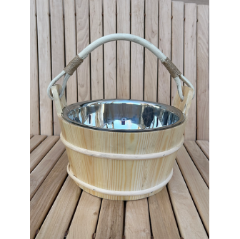 Secchio per sauna in pino con rivestimento in acciaio inossidabile, 5 L