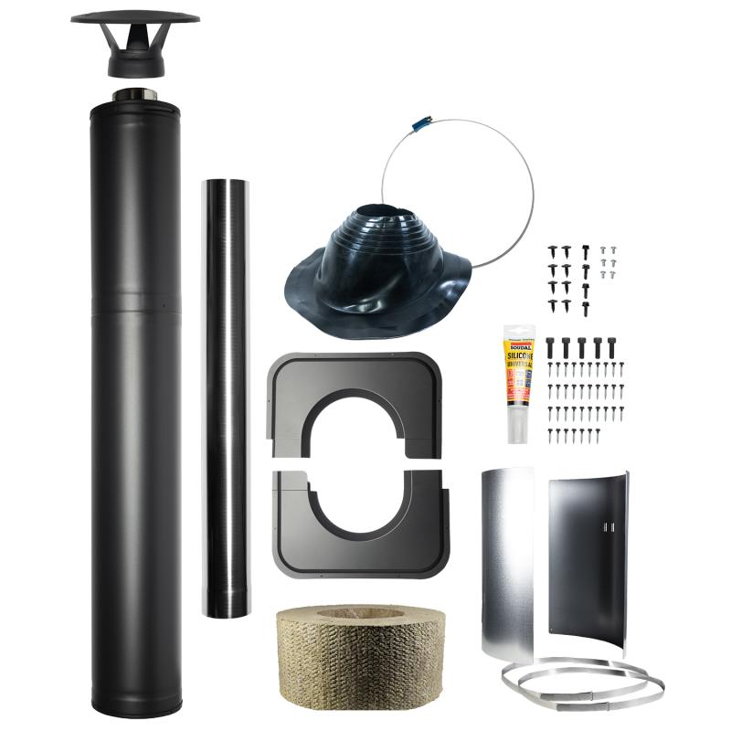 Kit camino isolato in acciaio - HARVIA, nero