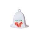 Cappello da sauna - SAUNA con foglie rosse - 2