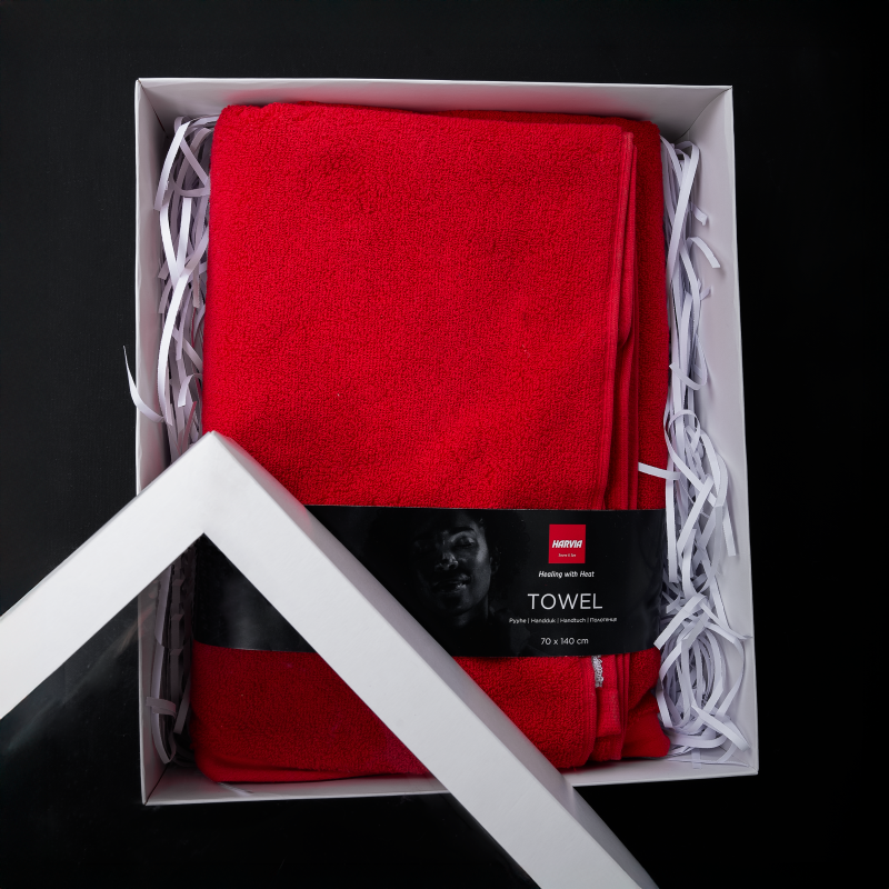 Asciugamano in confezione regalo, HARVIA, 70 x 140 cm, rosso