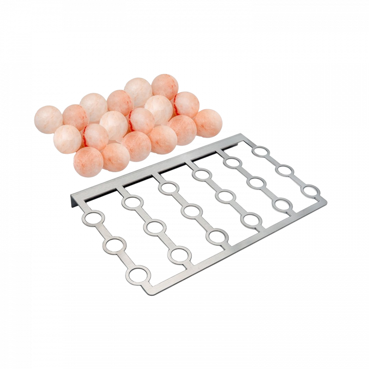 Sfere di sale SAUFLEX per saune – set da 18 pezzi con supporto