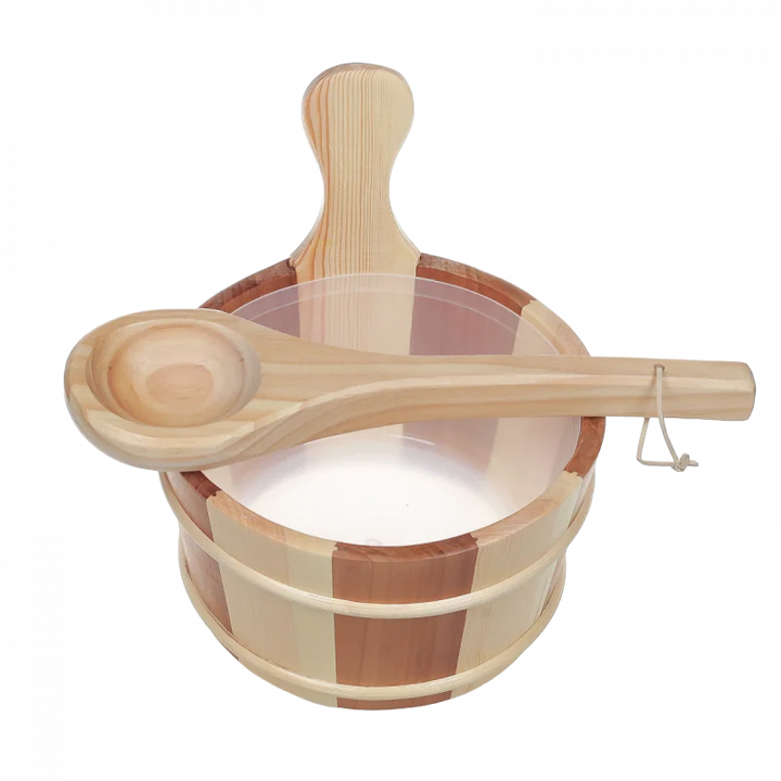 SAUFLEX secchio e mestolo in legno 4 l, pino, cedro