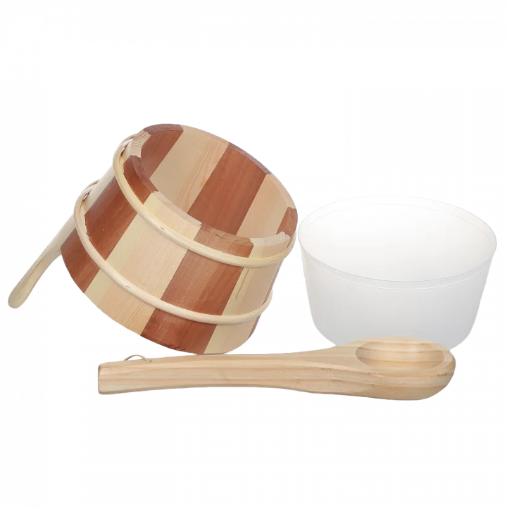 SAUFLEX secchio e mestolo in legno 4 l, pino, cedro