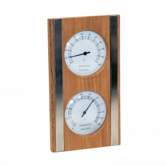 Termoigrometro SAUFLEX, in legno di cedro, colore bianco.