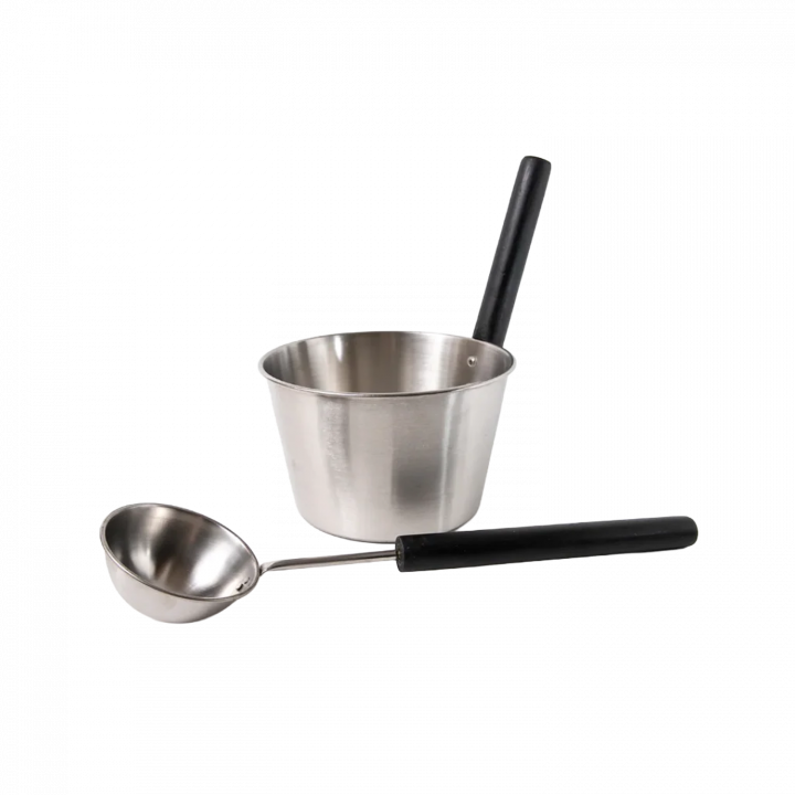 SAUNIA set secchio e mestolo in acciaio inox 4 l