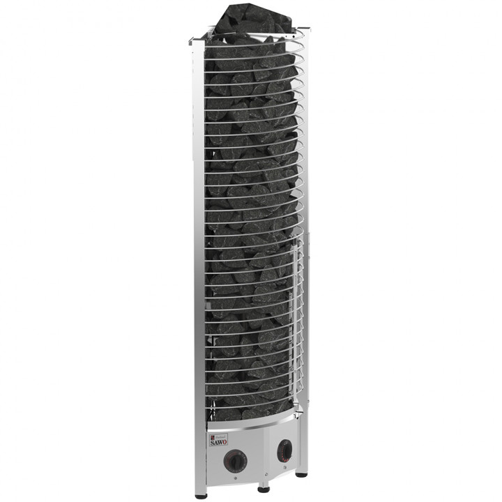 Stufa elettrica per sauna – SAWOTEC Tower Corner, con unità di controllo