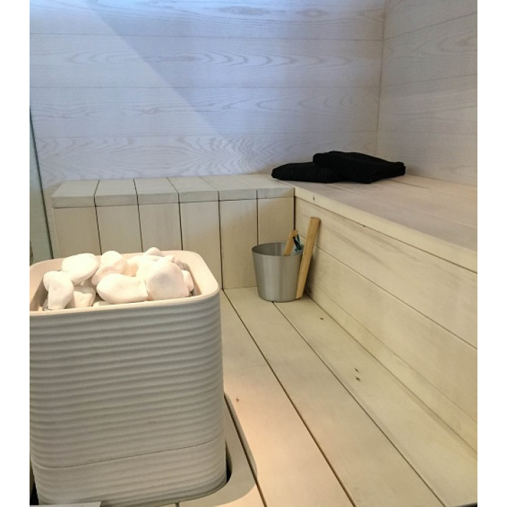 Stufa per sauna TULIKIVI HUURRE, bianca, con pannello di controllo