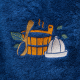 Set regalo in confezione regalo per LUI. Cappello e grembiule da sauna da uomo - BLU