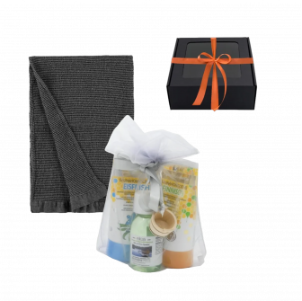 Set regalo da uomo in confezione regalo. Miele per sauna, olio per sauna e asciugamano per le mani.