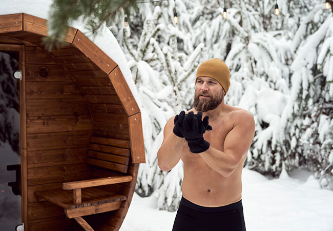 Sauna a botte nel freddo invernale