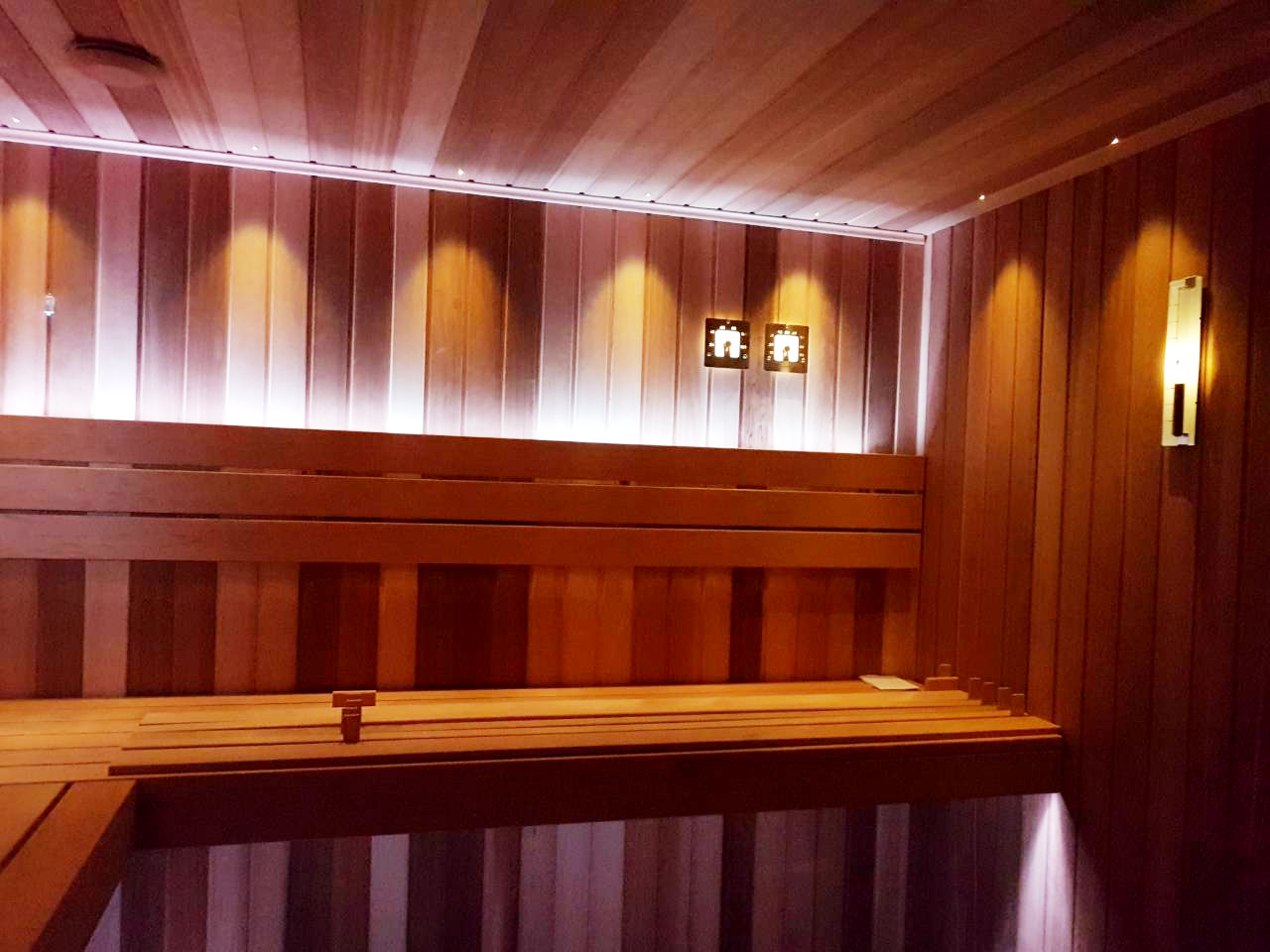 Sauna con legno di ontano e cedro canadese