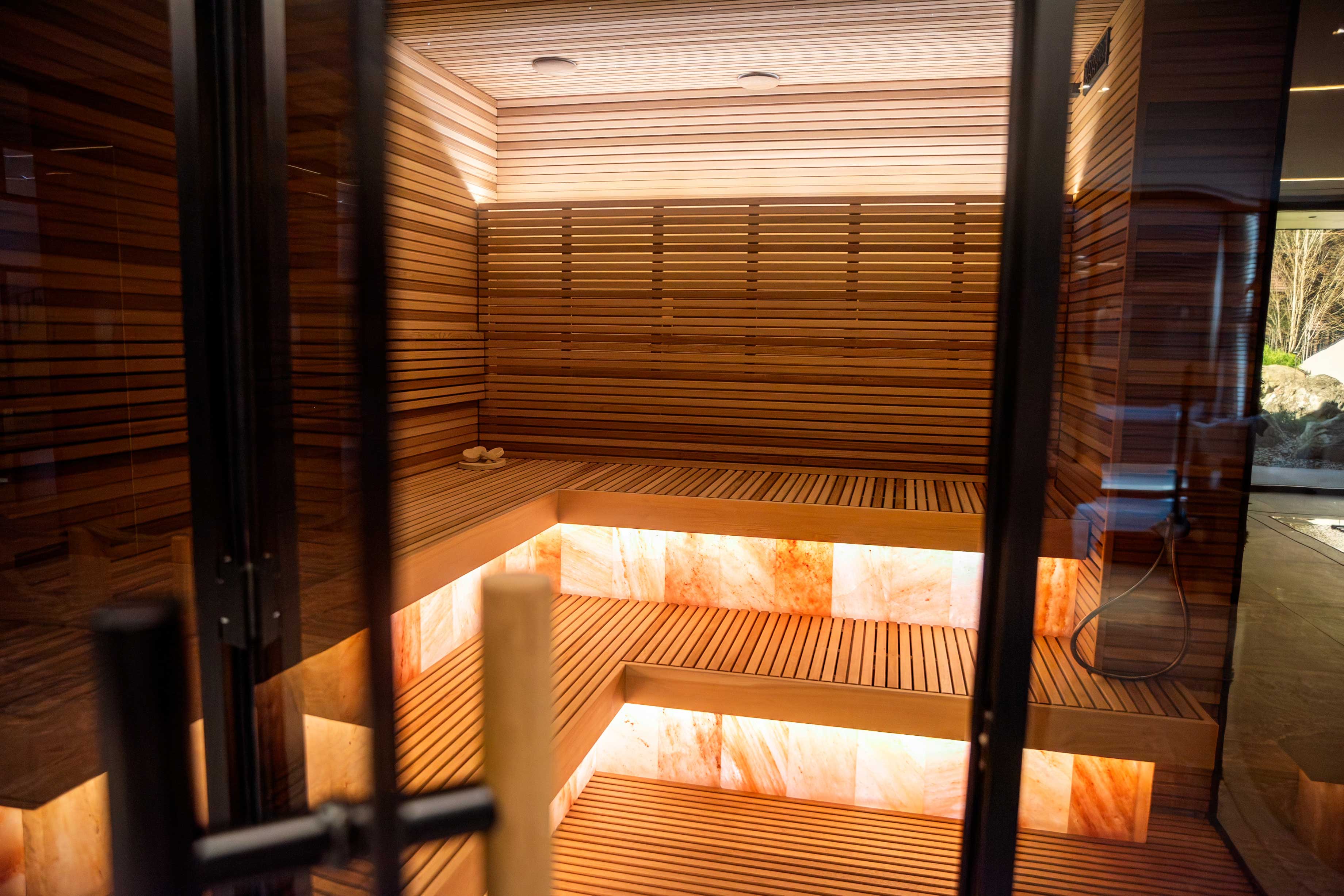 Progetto di sauna a infrarossi privata e piscina