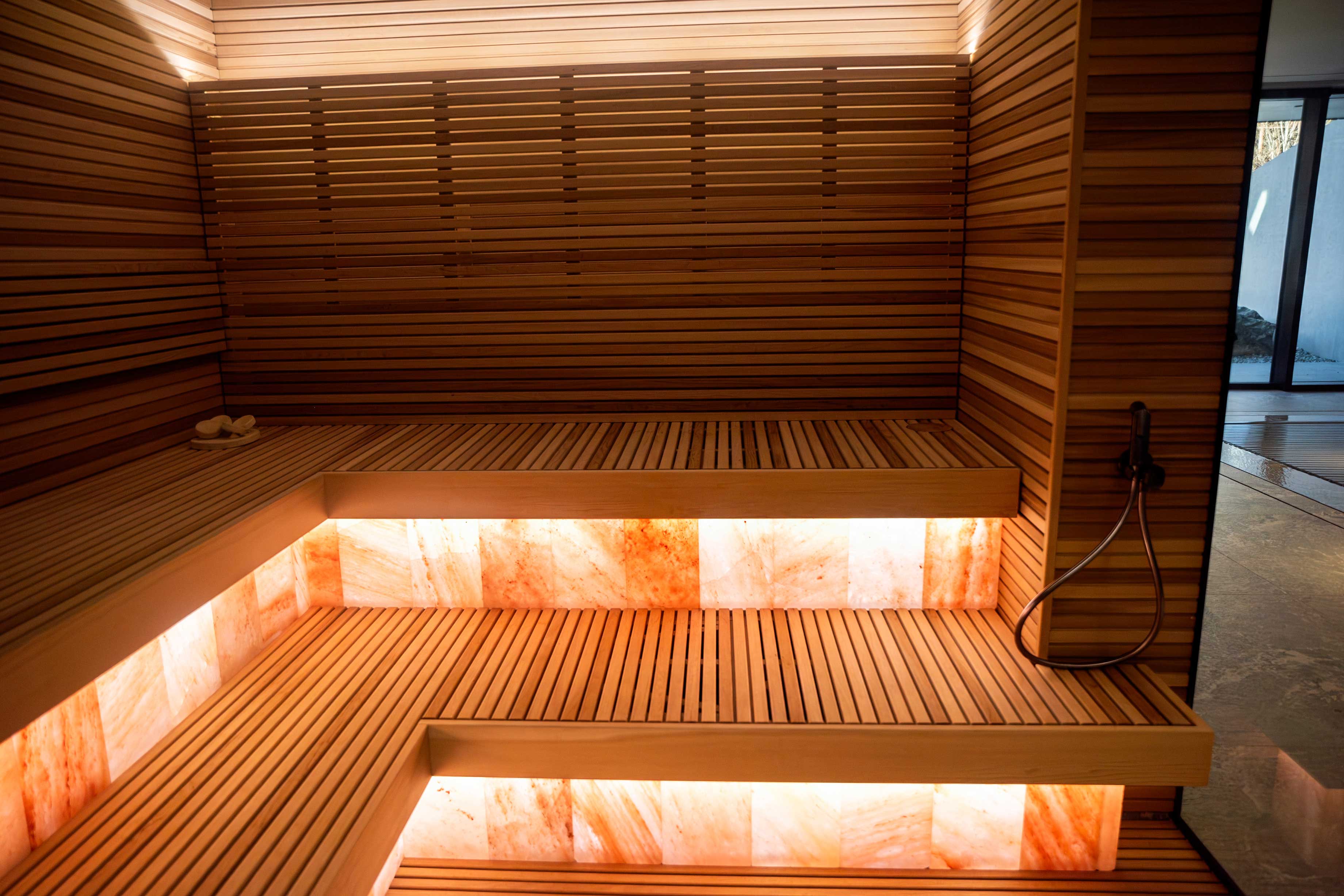 Progetto di sauna a infrarossi privata e piscina