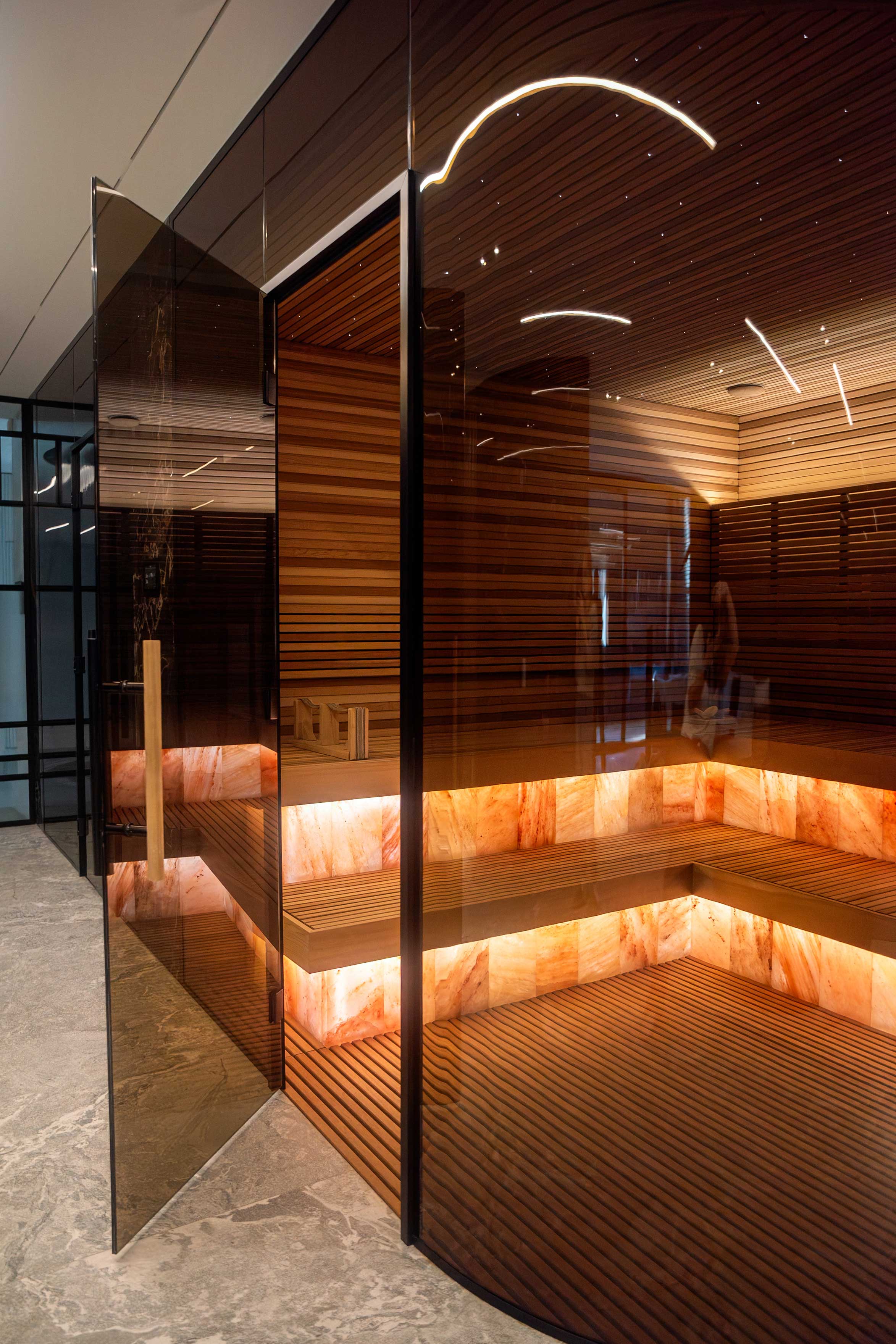 Progetto di sauna a infrarossi privata e piscina
